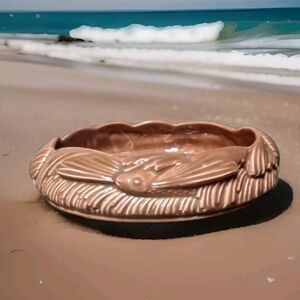 Camark USA Art Pottery 284 Low Bowl Planter Flying Fish/Sea Shells *Repair*